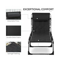 Chic Crate - Comfortable Outdoor Black Chaise Lounge Chair with 6-Level Reclining and Headrest for Beach, Yard, Patio