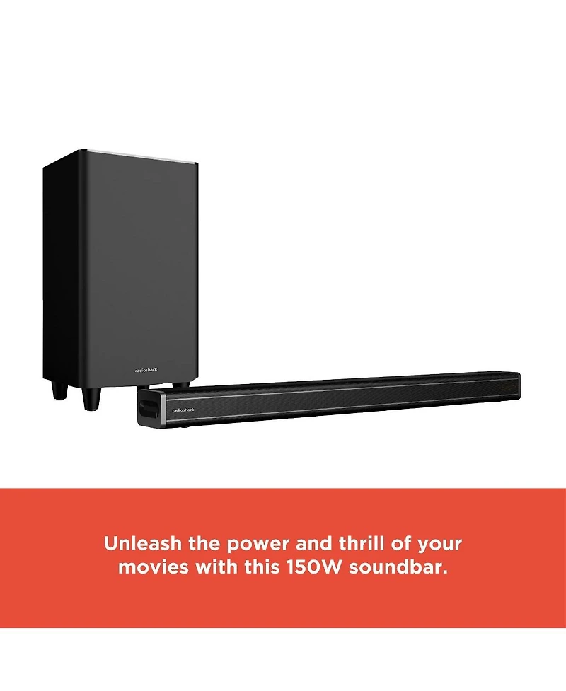 RadioShack 150W Bluetooth 5.0 Audio Sound Bar with Wireless Subwoofer and Fm Radio For High Quality Sound 4001949