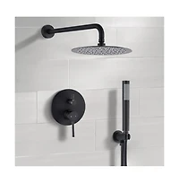 Rainsken 10" Matte Black Roud Rain Shower head and Handheld Shower Head Set