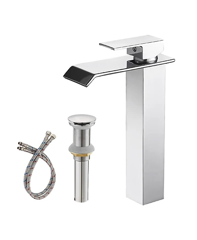 Greenspring Waterfall Single Hole Single Handle Bathroom Vessel Sink Faucet With Pop-up Drain Assembly