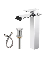 Greenspring Waterfall Single Hole Single Handle Bathroom Vessel Sink Faucet With Pop-up Drain Assembly
