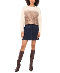 Vince Camuto Women's Leopard Print Long Sleeve Sweater