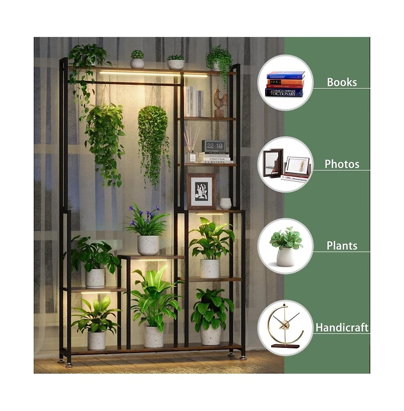 Chic Crate 71 Indoor Plant Stand with Grow Light 8 AeTier Heavy AeDuty Metal Shelf for Living Room, Balcony & Garden
