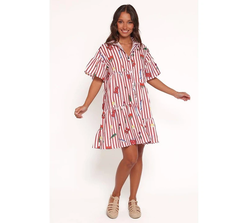 Petal and Pup Women's Peachy Mini Dress - Red Picnic Stripe