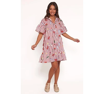 Petal and Pup Women's Peachy Mini Dress - Red Picnic Stripe