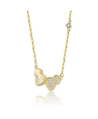 Rachel Glauber 14K Gold Plated with Clear Cubic Zirconia Statement Necklace