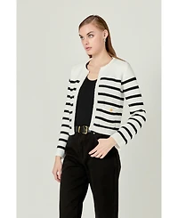 English Factory Women's Braided Stripe Cardigan