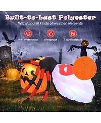 5 x 4.6 ft Inflatable Spider w/ Pumpkin Led Lighted Halloween Decoration w/ Colorful Rotating Light