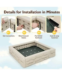 2-in-1 Hdpe Kids Sandbox with Cover & Bottom Liner