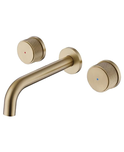 Greenspring Two-Handle Wall Mounted Bathroom Faucet Brushed Gold