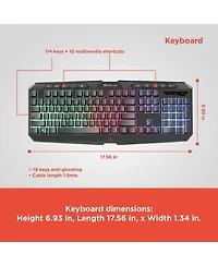 Radioshack All-in-One Pc Gaming Set 114-Key Keyboard, 7200 Dpi Mouse with Lights, Headset and Non Slip Mousepad Included 2607158