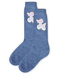Memoi Big Girls Iridescent Balloon Dog Cotton Blend Knee High Sock