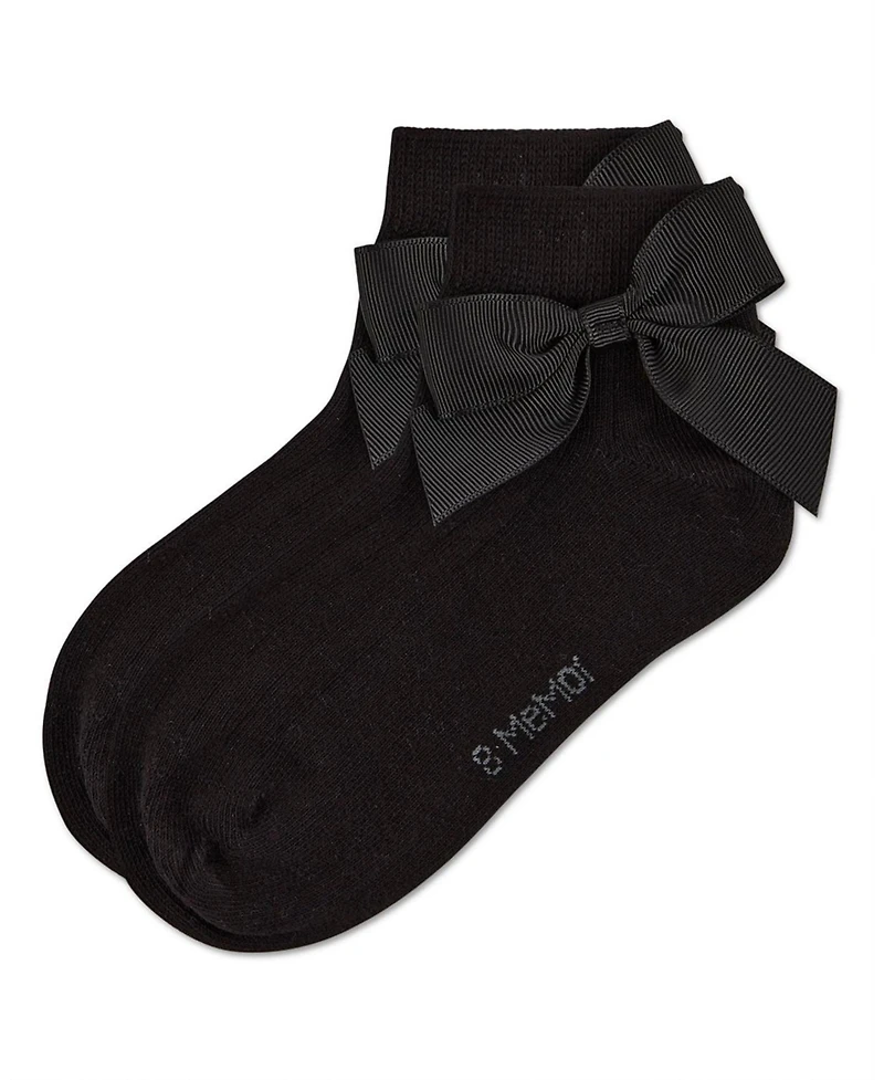 Memoi Girls' Ribbed Bow Anklet Socks
