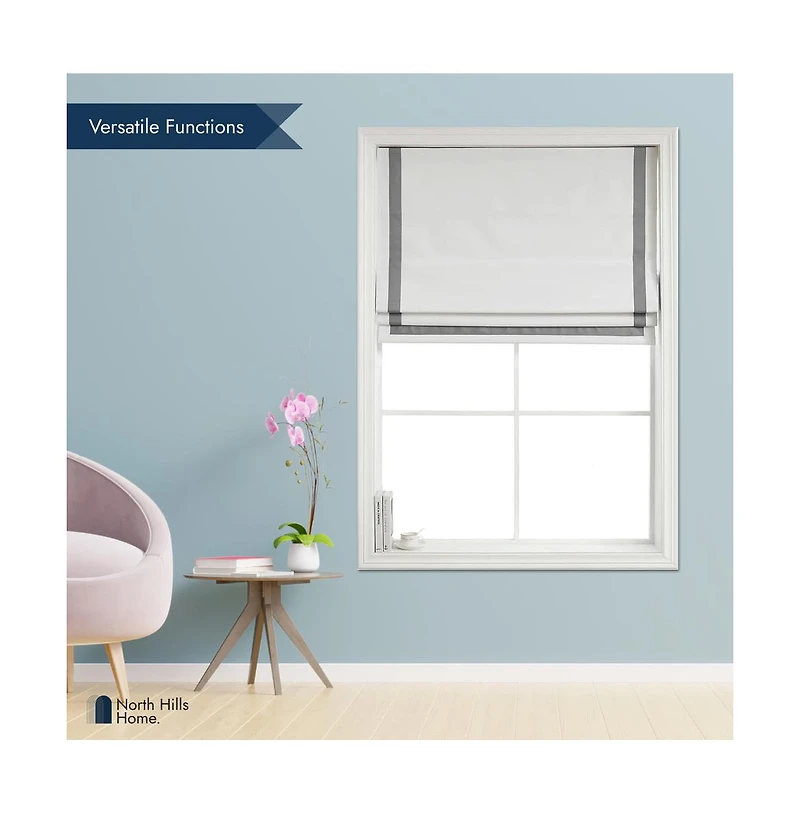 Shadisfy Cordless Pull Down 100% Blackout Roman Shade with Ribbon Border 30"x64"