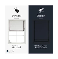 Shadisfy Cordless Pull Down 100% Blackout Roman Shade with Ribbon Border 39"x64"