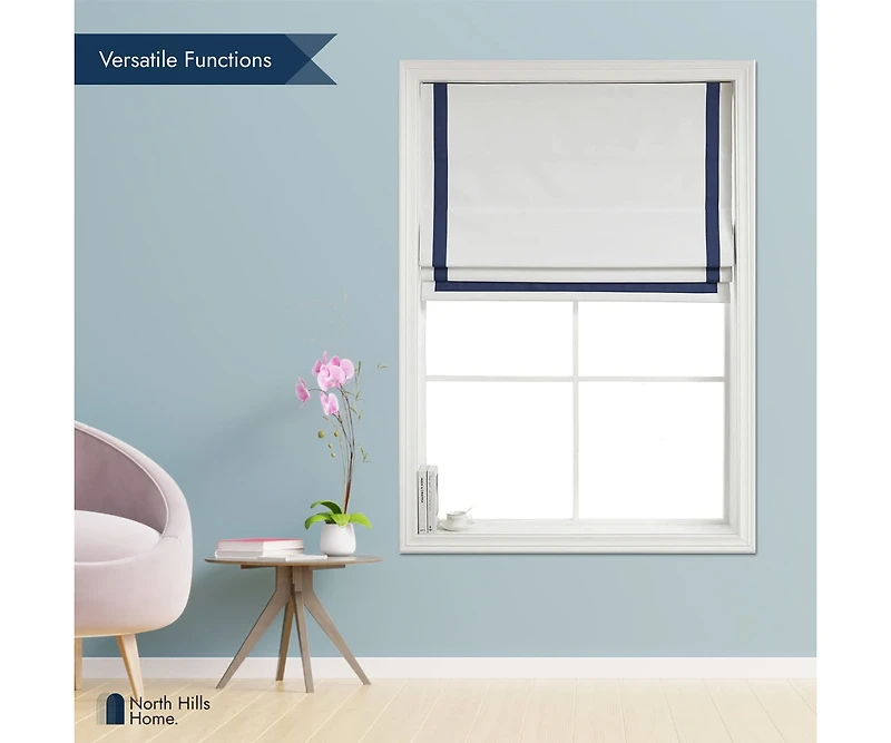 Shadisfy Cordless Pull Down 100% Blackout Roman Shade with Ribbon Border 29"x64"