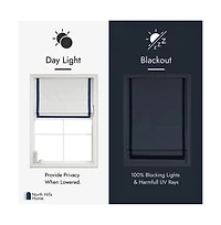 Shadisfy Cordless Pull Down 100% Blackout Roman Shade with Ribbon Border 34"x64"