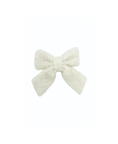 Bits & Bows Girls Boucle Hair Bow Barrette in White