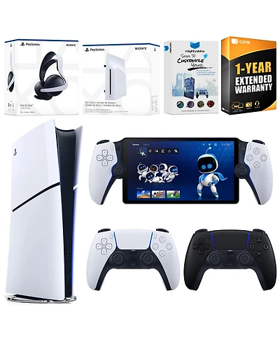 Sony PlayStation 5 Slim Digital Bundle with Disc Drive, Extra Controller, Pulse Elite Headset, Portal