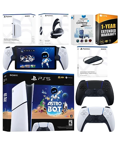 Sony PlayStation 5 Astro Bot Slim Digital Bundle with Disc Drive, Pulse Elite Headset, Extra Controller, Portal, Vertical Stand