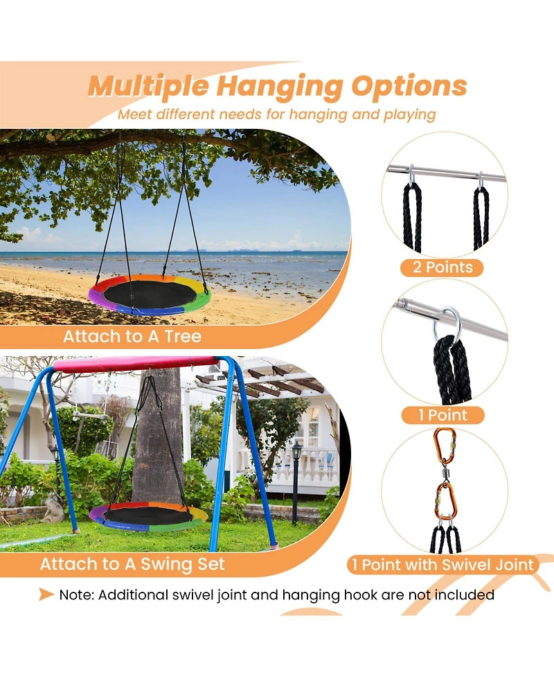 40-Inch Saucer Tree Swing with Lights for Kids & Adults