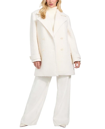 Guess Women's Leona Notch Collar Long Sleeve Peacoat