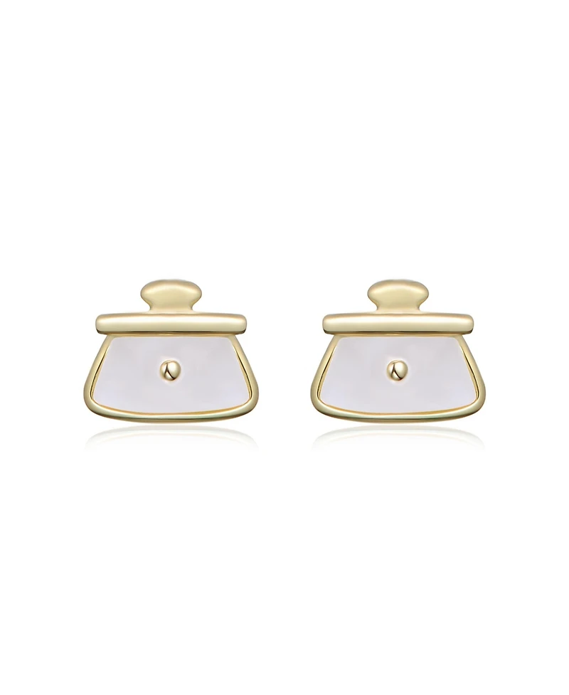 GiGiGirl 14K Gold Plated with Mother Of Pearl Stud Earrings For Kids