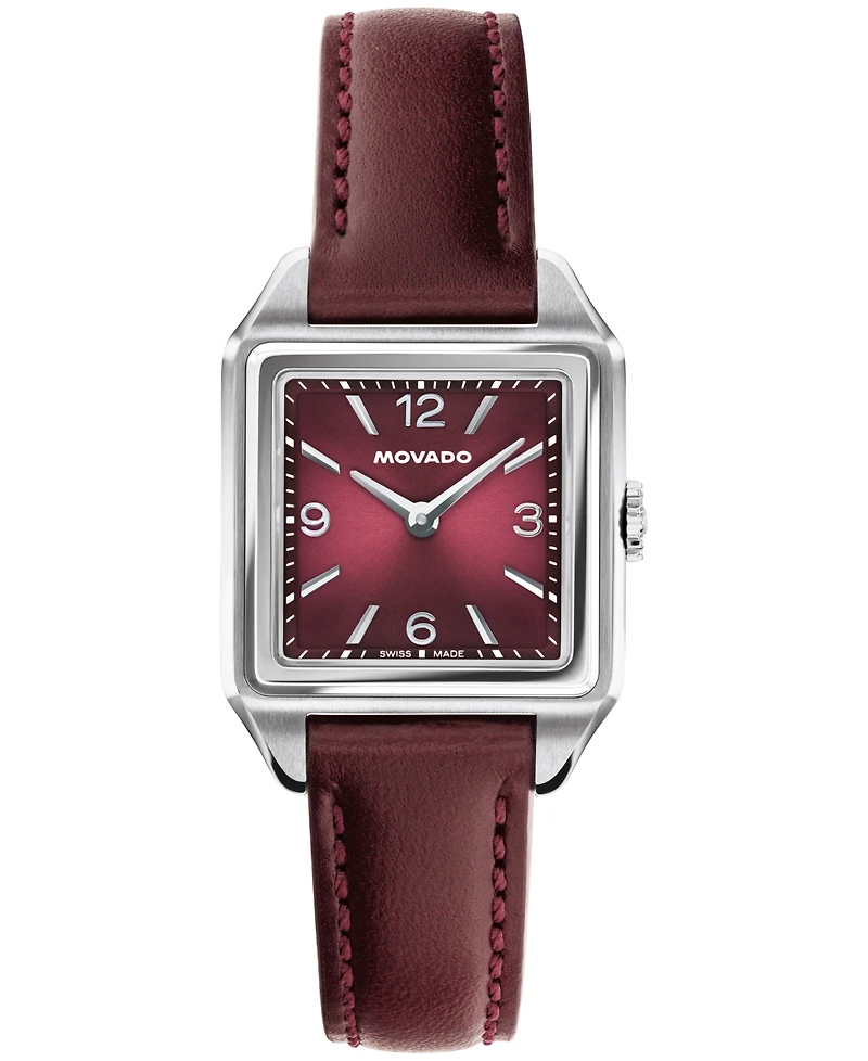 Movado Women's 1917 Swiss Quartz Cherry Leather Watch, 25 x 34.1mm