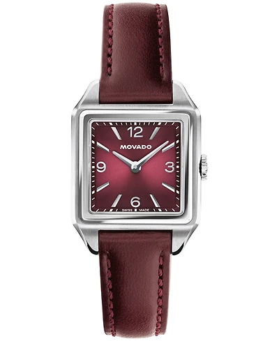 Movado Women's 1917 Swiss Quartz Cherry Leather Watch, 25 x 34.1mm