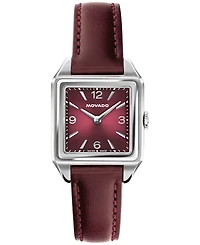 Movado Women's 1917 Swiss Quartz Cherry Leather Watch, 25 x 34.1mm