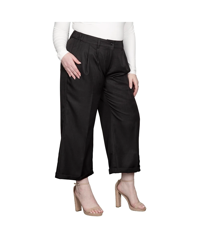 Standards & Practices Plus Pleated Front Cropped Wide Leg Pants