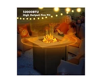 Zafro 28" Propane Fire Pit Table, 40,000 Btu Outdoor Gas Fire Table with Lid, Rain Cover, and 3 lbs Lava Rocks for Patio, Backyard, or Garden