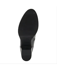 Spring Step Garibaldi Leather Mid Boot with Decorative Lace and Button Detail on Block Heel