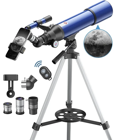 Sugift 80mm Astronomical Refractor Telescope for Beginners with 150× Magnification, Adjustable Tripod, Phone Adapter and Carry Bag