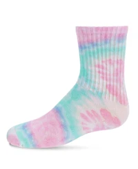 MeMoi Pastel Tie Dye Cotton Blend Kids Crew Sock