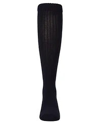 Memoi Little Girls Ribbed Cotton-Blend "Back Cherry" Knee High Sock