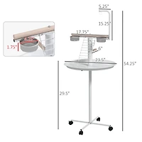 PawHut Bird Sd with Wheels, Perches, Feed Bowls, Round Tray for Parrot