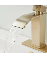 Greenspring Waterfall Single Handle Hole Low-Arc Bathroom Faucet Drip-Free Vanity Sink
