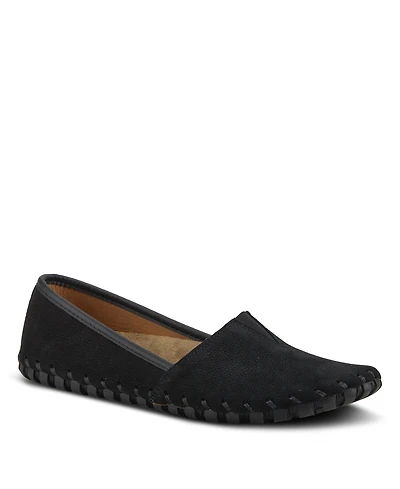 Azura Spring Step Kathaleta Suede Slip-On Comfort Flats with V-Elastic Notch, Arch Support & Removable Insole