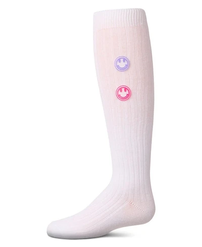 Memoi Girls "Rubber Smiley Face" Cotton Rich Knee Sock