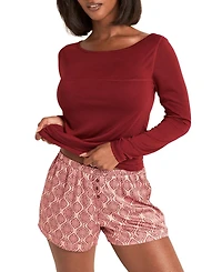 Adore Me Women's Mei Long Sleeve & Shorts Pajama Set
