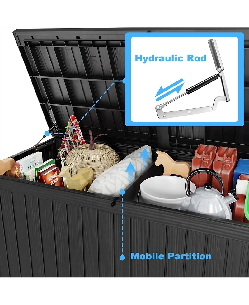 Chic Crate - StormArmor 180Gal LockPro Deck Box - Hurricane-Proof Hdpe Resin w/ QuadLock & UV360 Shield - Mega Outdoor Storage for Pool/Patio Tools