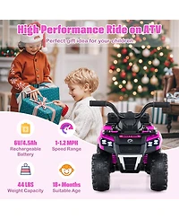 Gymax 6V Kids Ride On Atv w/ Music & Spray Function Usb Port Storage Box Toy Car