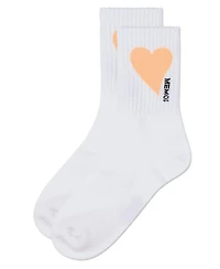 Memoi Girls' Single Heart Logo Crew Socks