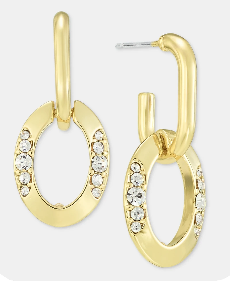 On 34th Pave Oval & Link Drop Earrings, Macy's Exclusive