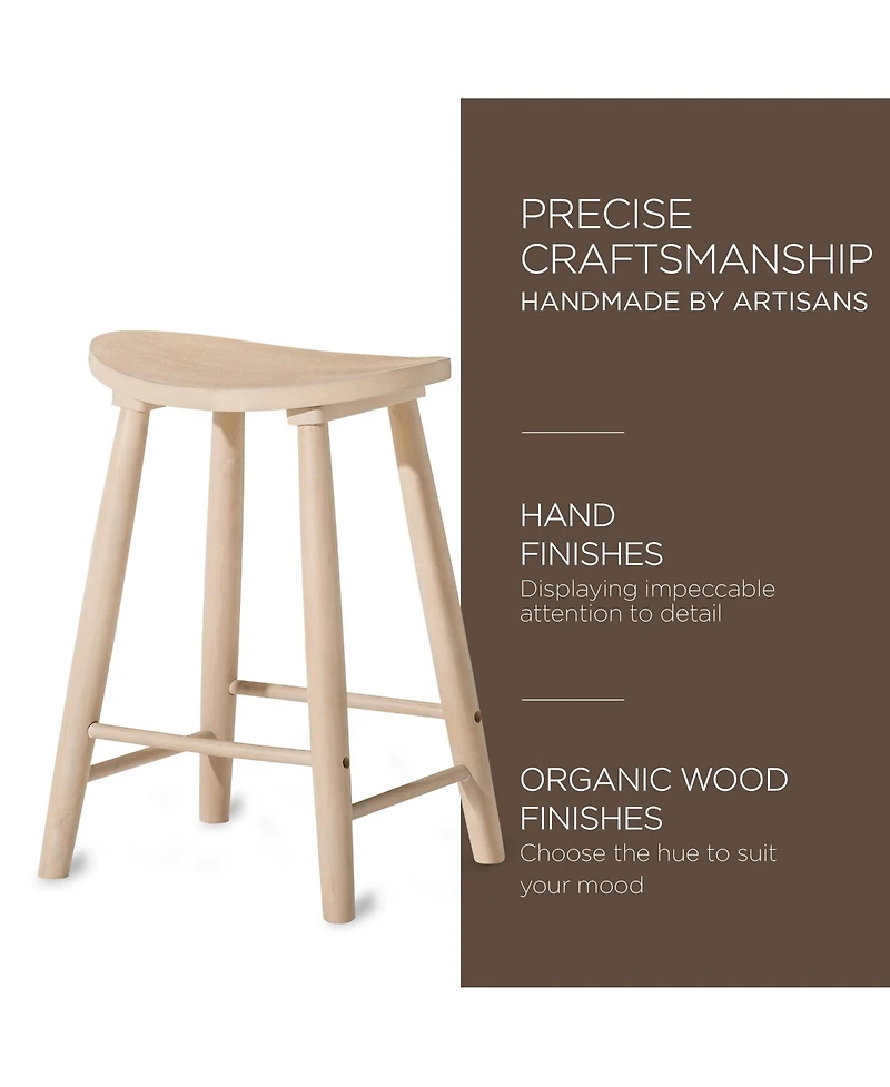 Maven Lane Luna Counter Stool in Light Oak Wood Finish, Set of 4