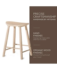 Maven Lane Luna Counter Stool in Light Oak Wood Finish, Set of 4