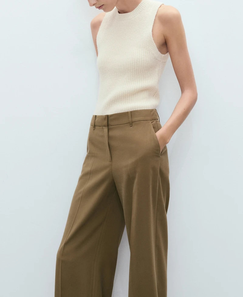 Mango Women's Straight Mid-Rise Pants