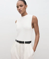Mango Women's Belted Combined-Fabric Jumpsuit