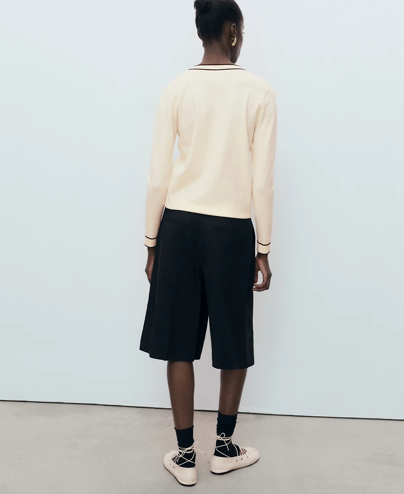 Mango Women's Contrasting V-Neck Sweater